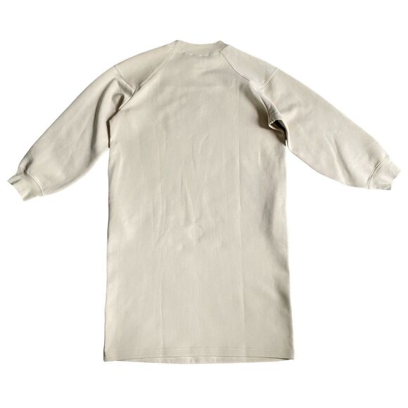 UNIQLO U Sweat Mock Neck Dress Long Sleeve Fits S Girls 13 Ivory Oversized NWT - Picture 2 of 8